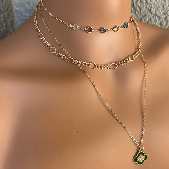 Stylish Gold Multi Stranded Statement Necklace - Picture 5 of 7